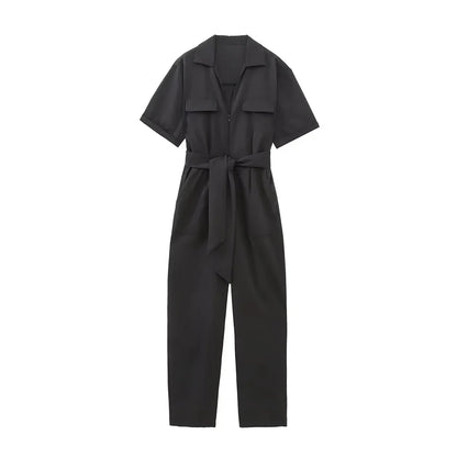 Office Style Black Casual Jumpsuit