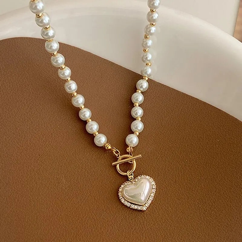 Heart Shaped All Pearl Necklace