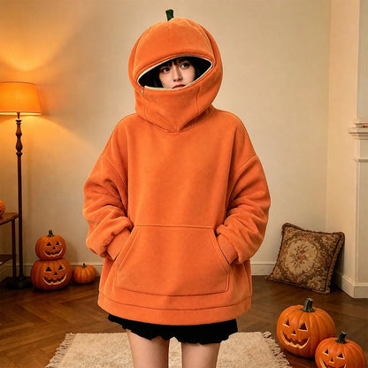 Cozy Pumpkin Patch Outfit: Oversized Pumpkin Zip-Up Hoodie