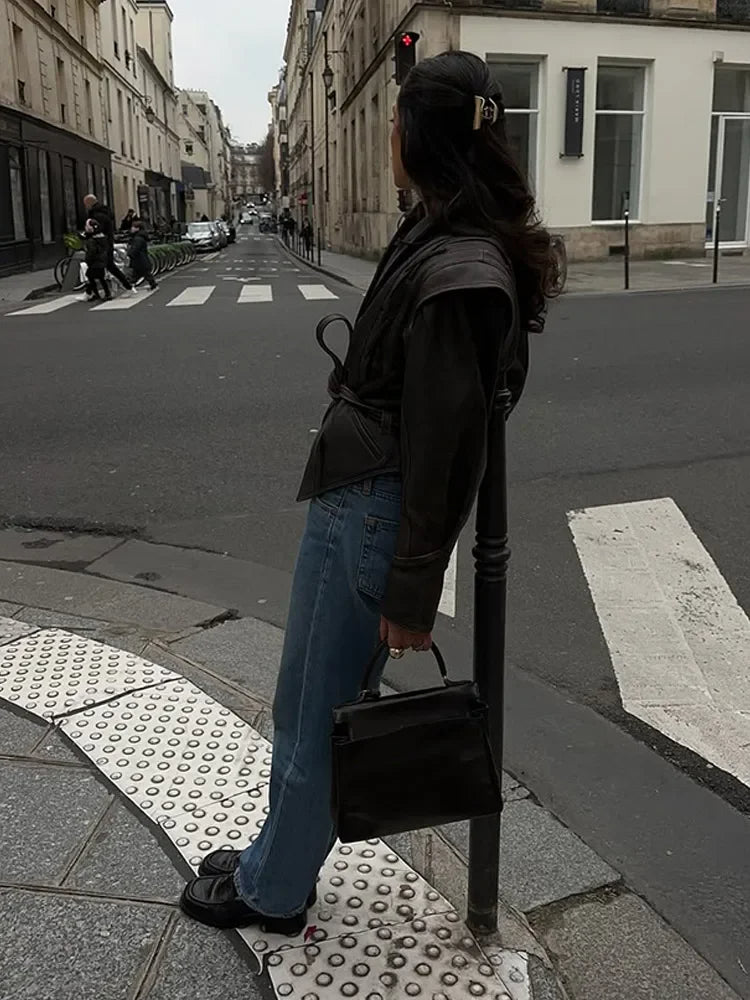 Vintage Faux Leather Jacket – Elegant Coats & Jackets for Women | Autumn Fashion 2025 Outfit