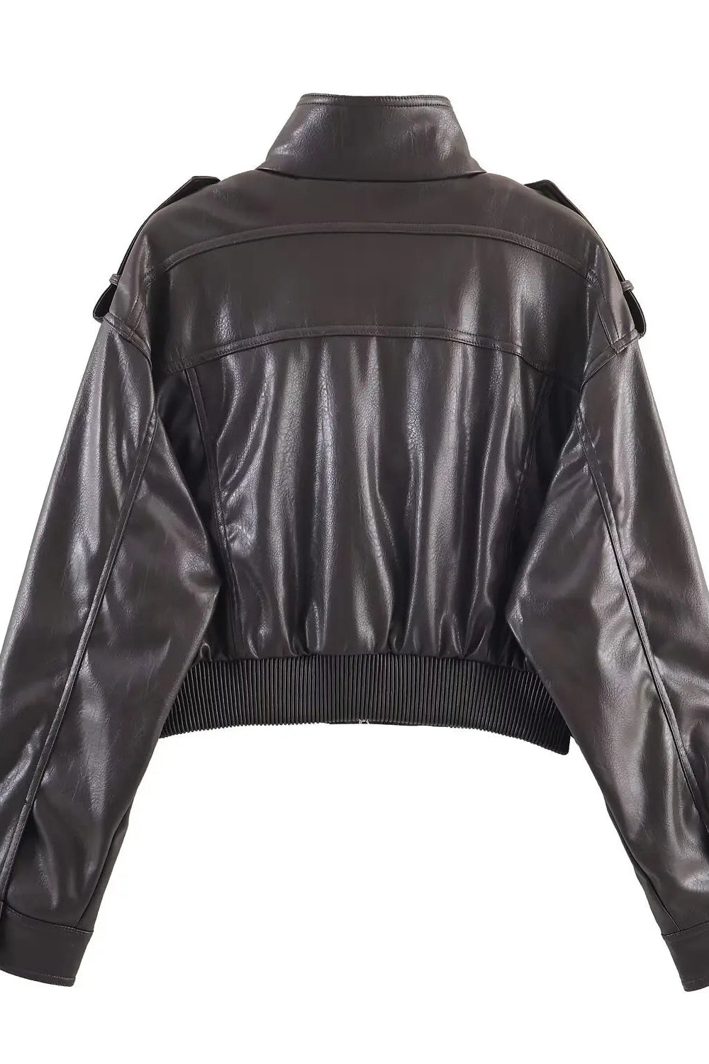 Black leather jacket on a white background