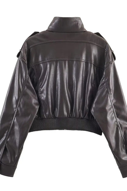 Black leather jacket on a white background