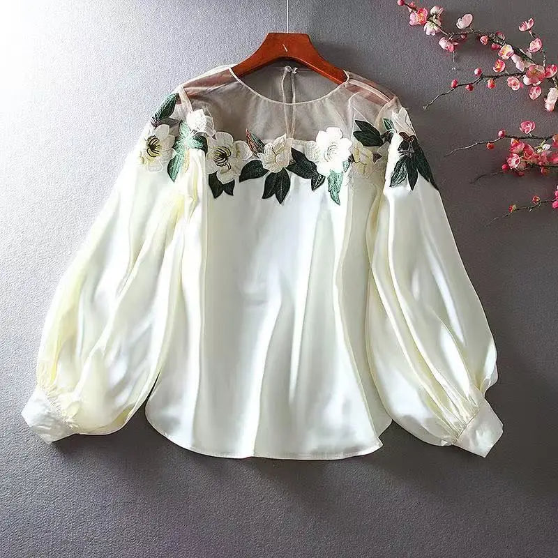 New Inspired Off Shoulder Lace Up Blouse With Lantern Sleeves Women's Loose Fit Satin Top For Spring Autumn Summer Niche Fashion