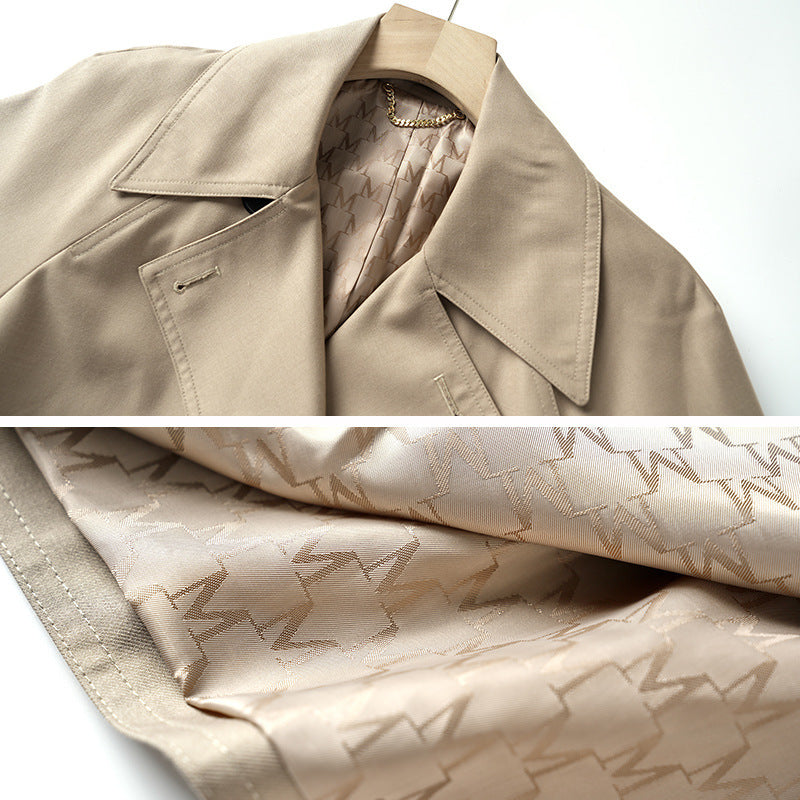 Women’s Mid-Length Trench Coat – Autumn & Winter Loose Petite Coat with Pockets, Commuting Style