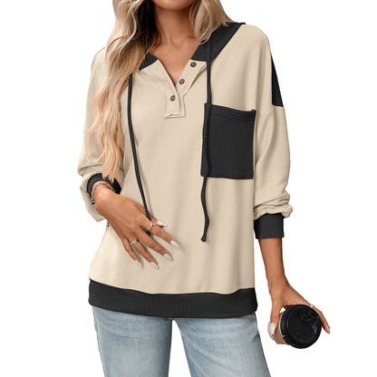 Contrast Color Twist Strip Hoodie – Cozy Street Style with a Trendy Edge