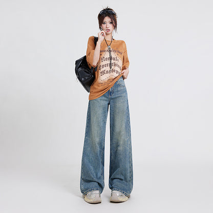High Waist Baggy Jeans Straight Leg Korean Fashion For Women