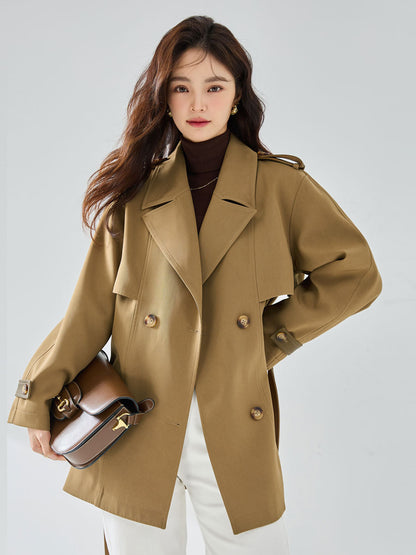 Khaki Short Trench Coat – Trench Coats Women Outfit Casual & Chic Everyday Outfits