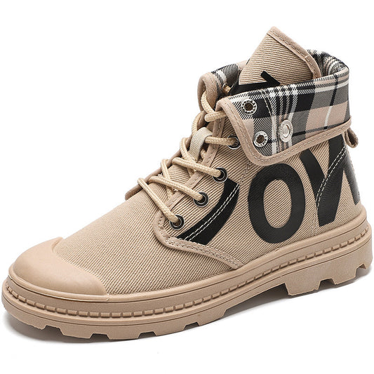 High Top Girls’ Canvas Boots | Streetwear Fashion Boots with Chunky Sole
