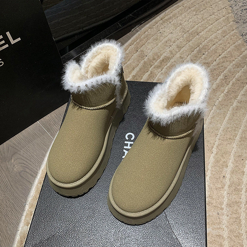Female Plush Insole Suede Snow Boots