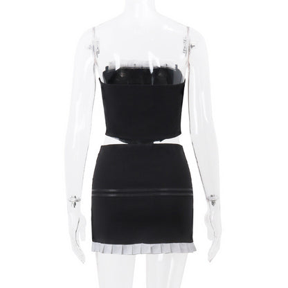 Contrast Tube Top & Sheath Skirt Two-Piece Outfit Set | Chic Style 2025 Aesthetic