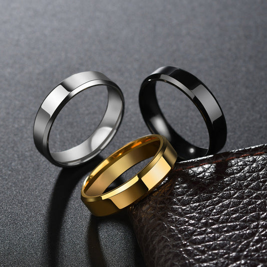 Niche Stainless Steel Couple Rings – Minimalist Unisex Bands in Multiple Finishes, Geometric Jewelry