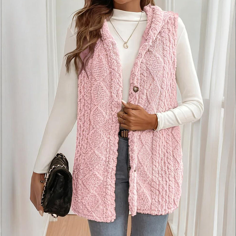 2025 Womens Long Winter Quilted Hooded Vest Sleeveless Down Cotton Jacket With Pockets Warm Outdoor Coat S 5XL