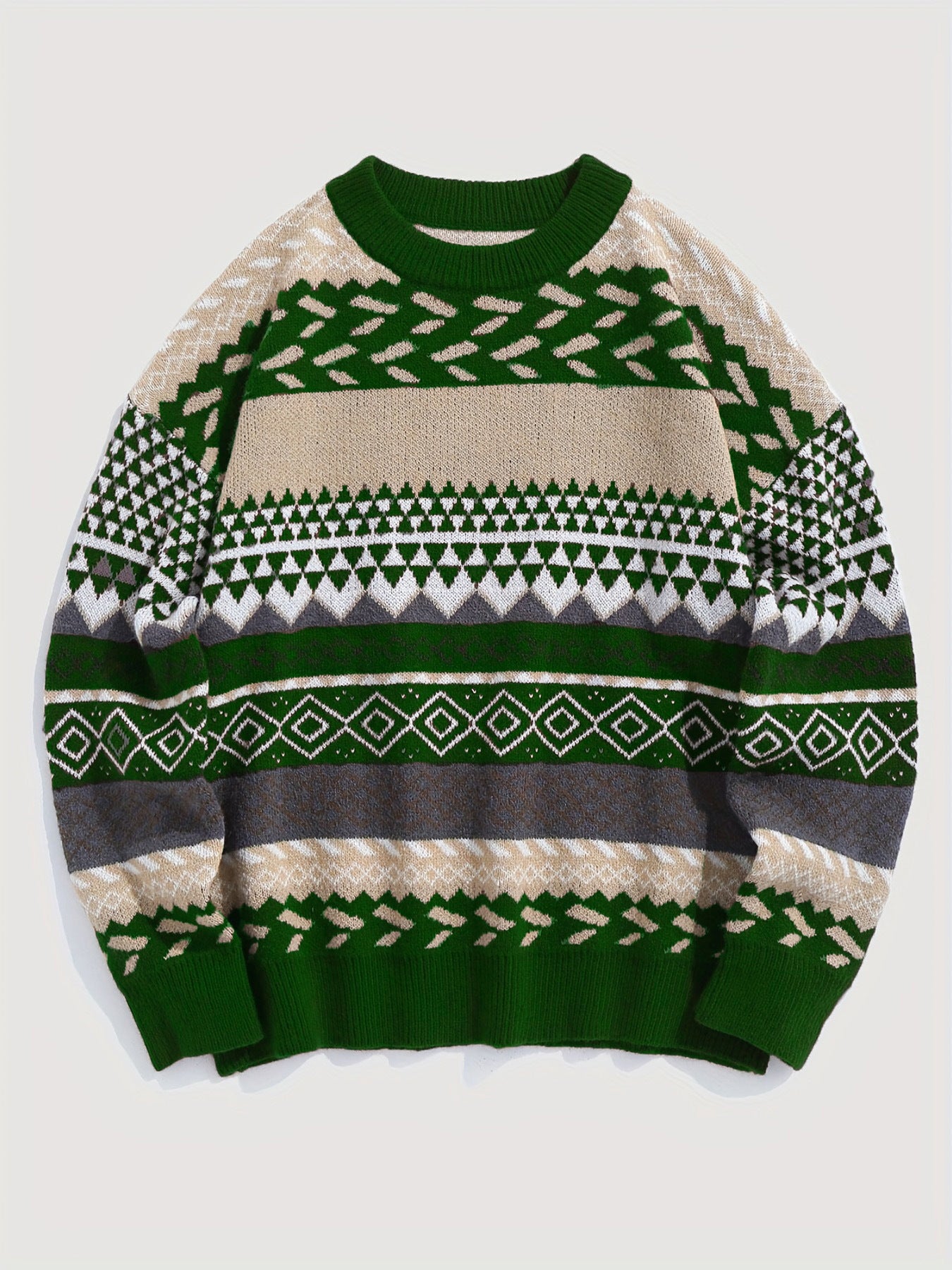 Diamond Pattern Pullover Sweater – Wool Blend Knit for Women