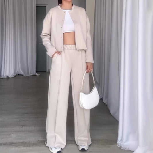 Button-Down Loose Coat & Pants Two-Piece Outfit Set | Elegant Casual Style 2025