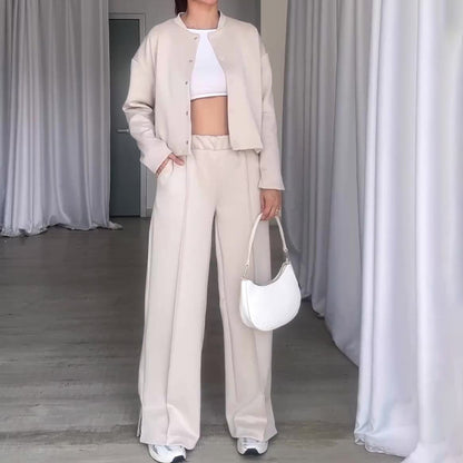 Button-Down Loose Coat & Pants Two-Piece Outfit Set | Elegant Casual Style 2025