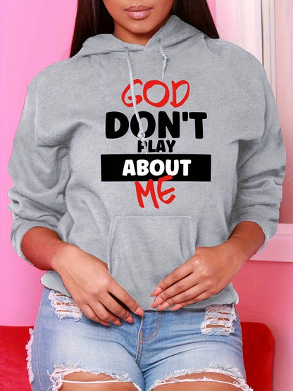 Letter Print Women’s Hoodie – Casual Pullover Sweatshirt with Kangaroo Pocket for All Seasons