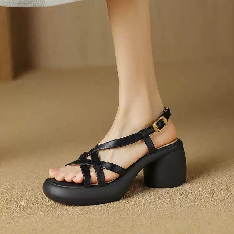 Women Genuine Leather Thick Platform Sandal