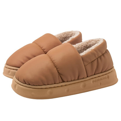 Women S Winter Waterproof Slippers Warm Plush Cotton Home Shoes Non Slip Indoor Flats For Bedroom