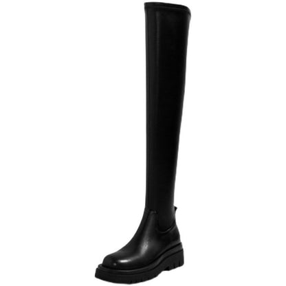 Thick Sole Knee-High Boots for Women | Long Knight-Style PU Leather Boots with Chunky Heel