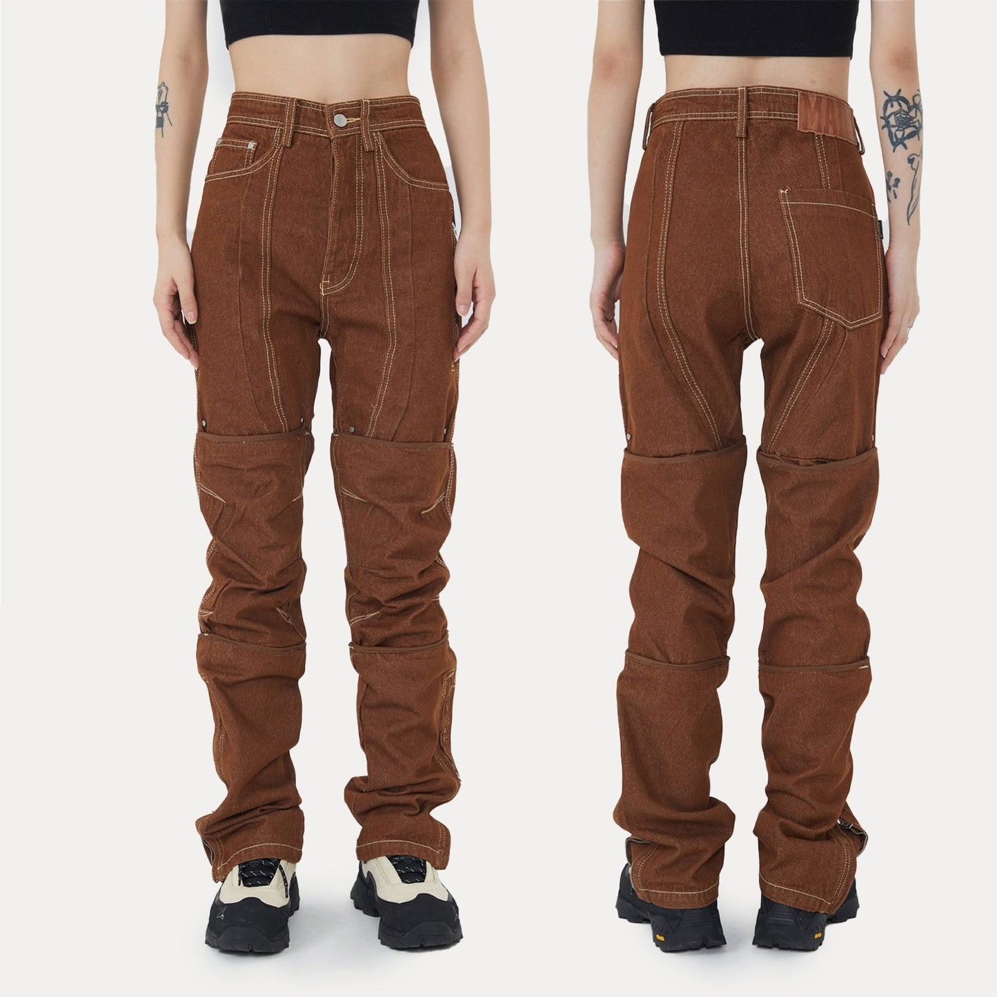 Retro Camouflage Street Trousers – Mid-Waist Straight-Leg Cargo Pants