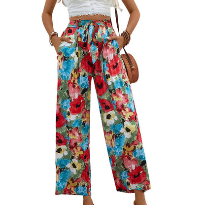 New Floral Print On Leg Leggings Capri Pants