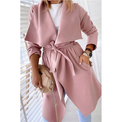 Medium-Length Lapel Trench Coat – Trench Coats Women Outfit Classy & Elegant Winter Outfits
