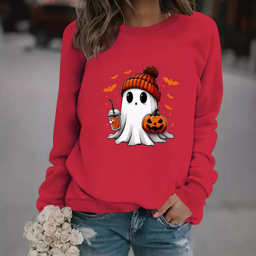 Women’s Snowman Ghost Crewneck Sweater – Holiday Graphic Pullover