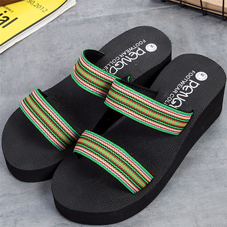 Women’s Bohemian Platform Slippers – Stylish Summer Beach & Casual Footwear