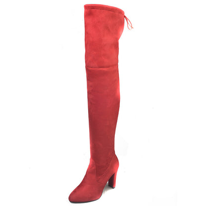 Pointed Toe Thick Heel Over-the-Knee Stretch Boots for Women | Premium Suede European & American Style