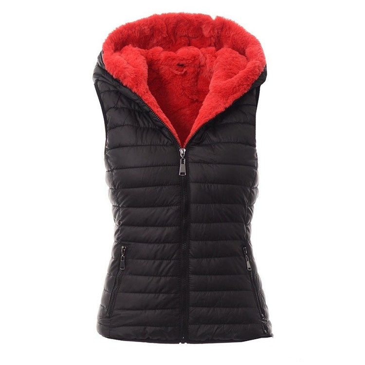 Spring Autumn Style Sleeveless Warm Hooded Vest Coat