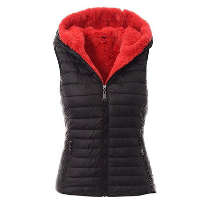 Spring Autumn Style Sleeveless Warm Hooded Vest Coat