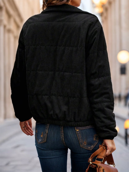 Women's Zip Up Snap Button Padded Winter Coat | Cozy & Stylish Cold Weather Puffer Jackets