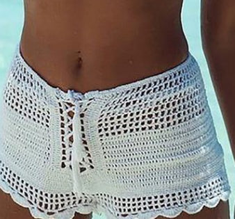 Knitted Off-Shoulder Bikini Set | Retro Boho High-Waist Swimwear