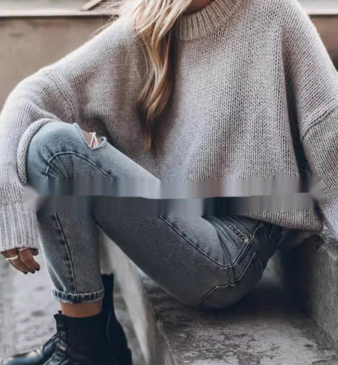 Effortless Cool: Mixed Color Loose Fit Sweater
