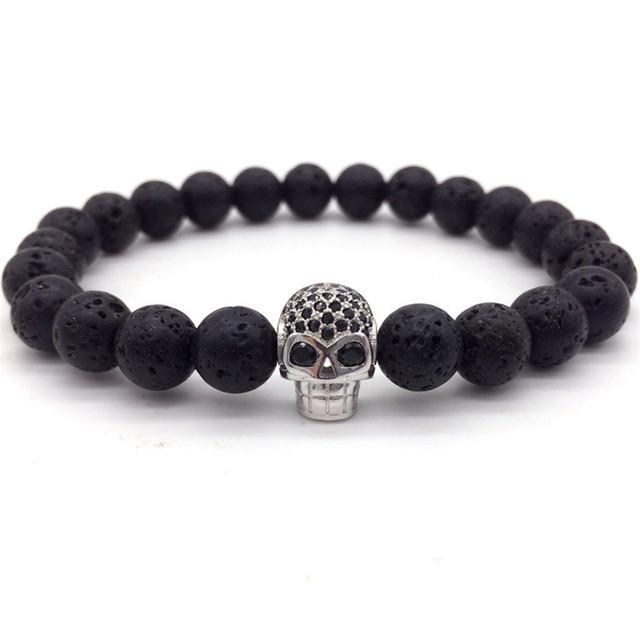 Unisex Skull Charm Bracelet – Copper Beaded Bracelet for Edgy & Everyday Wear