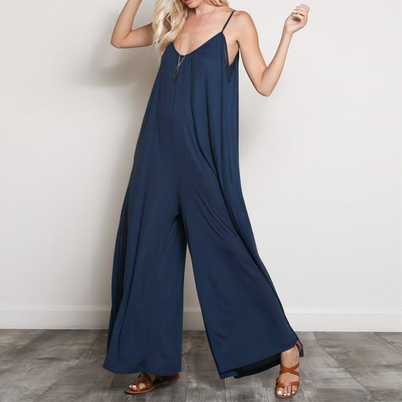 V-Neck Wide-Leg Jumpsuit for Women Plus Size – Breezy Summer & Casual Outfit