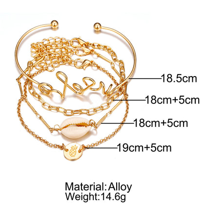 4-Piece Women’s Alloy Bracelet Set – Stackable Bracelets for Everyday & Special Occasions