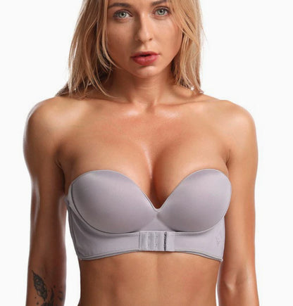 Strapless Push-Up Tube Bra – Non-Slip Front Buckle & Breathable Support