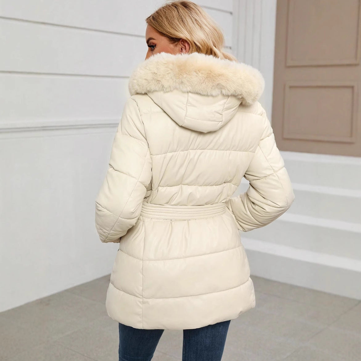 New Streetwear Style Stand Collar Cotton Filled Puffy Coats