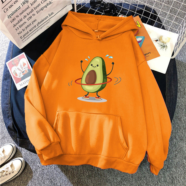 Sporty Cartoon Avocado Hoodie – Cozy, Cute & Quirky!