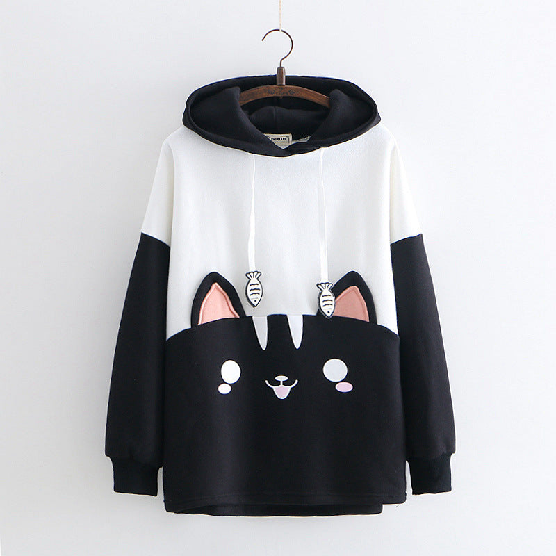 Black and White Cat Embroidery Sweater – Playful & Cozy Design