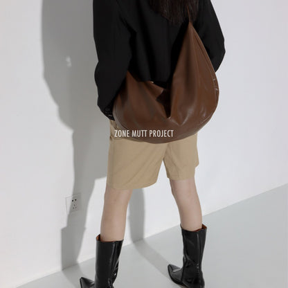 Large Capacity Soft Leather Tote Bag Minimal Chic Shoulder Crossbody