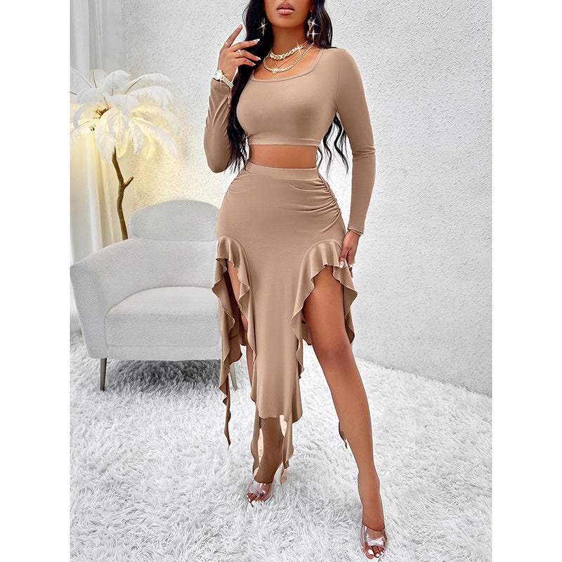 Ruffle Asymmetrical Skirt Two-Piece Outfit Set | Bold Summer Vibes Style 2025
