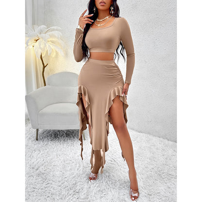 Ruffle Asymmetrical Skirt Two-Piece Outfit Set | Bold Summer Vibes Style 2025