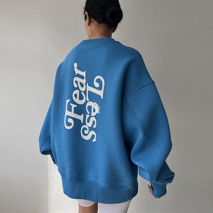 Cozy Round Neck Letter Printed Pullover Sweater for Women