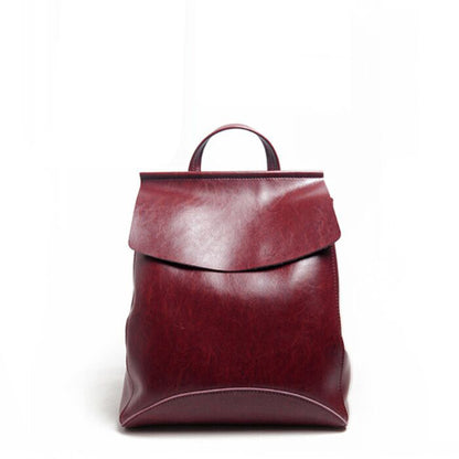 Korean Fashion Leather Shoulder Backpack Two-Layer Cowhide 2025 Trend