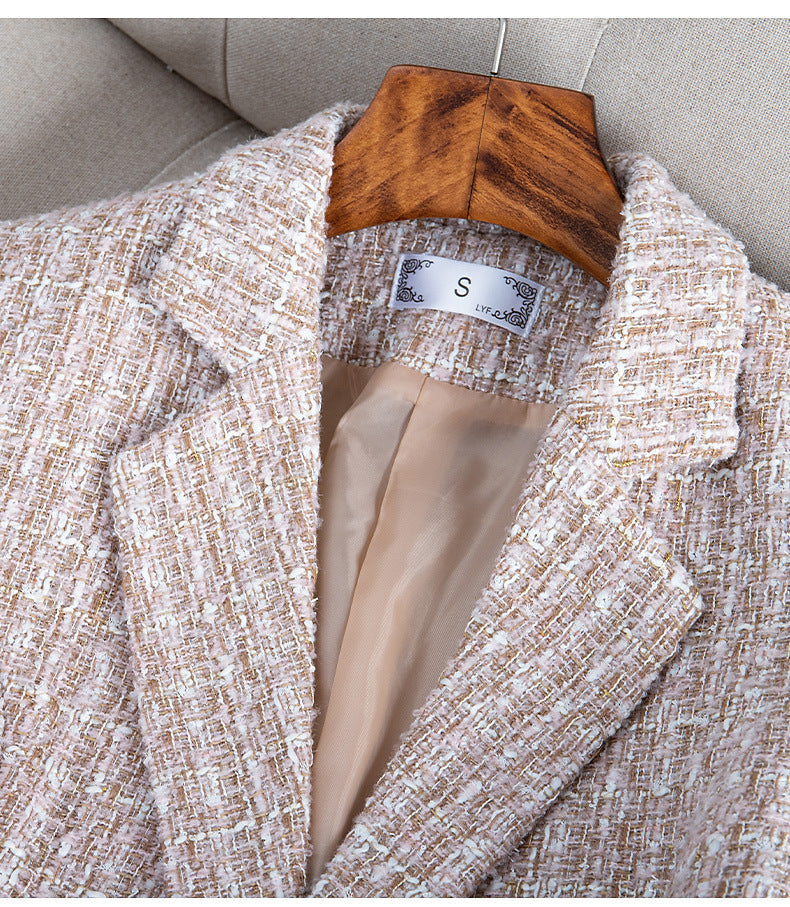 Long Sleeved Bubble Bead V Neck Women Blazer Suit Jacket