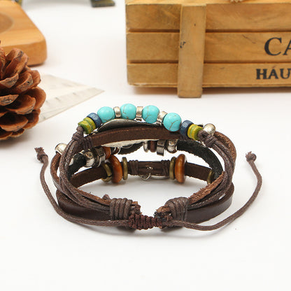 Handmade Ethnic-Style Leather Bracelet – Unisex Adjustable Bracelet for Everyday Wear