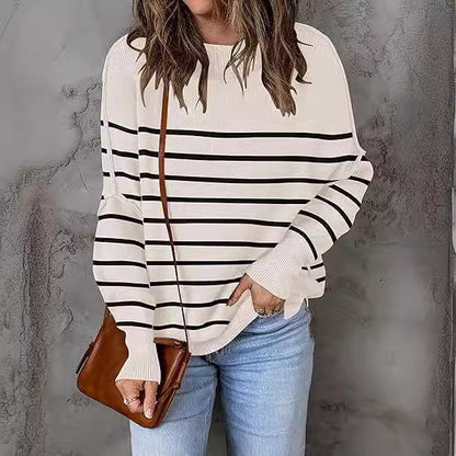 Loose Pullover Stripe Oversized Sweaters for Women – Minimalist Street Style