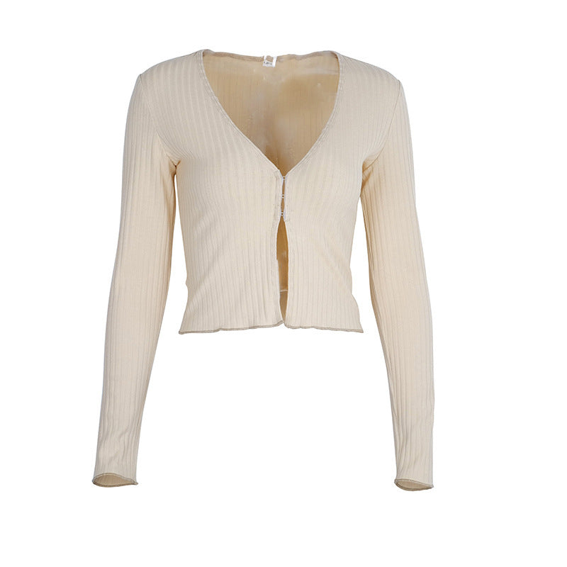 Cropped Ribbed Long Sleeve Top – Stylish Streetwear & Layering Piece for Women